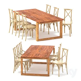 Odger table teak cross back dining chair